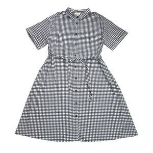 NWT Tucker Sarah Midi in Black White Gingham Cotton Belted Shirt Dress 2X